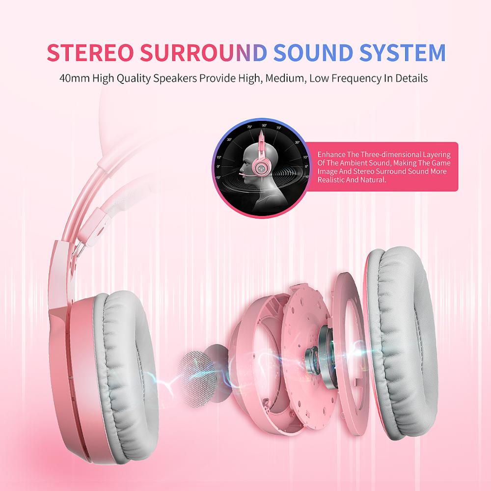 G951s  Girl Cat Ear Gaming Headphone 3.5mm Plug Cute Headset For PC One PS4 Phone Pad Girl Kids Gaming Headset